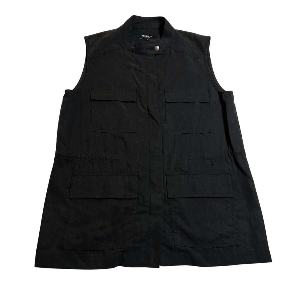 Kenneth Cole Utility Full Zipper Long Line Vest Size XS Minimalist Tencel Casual